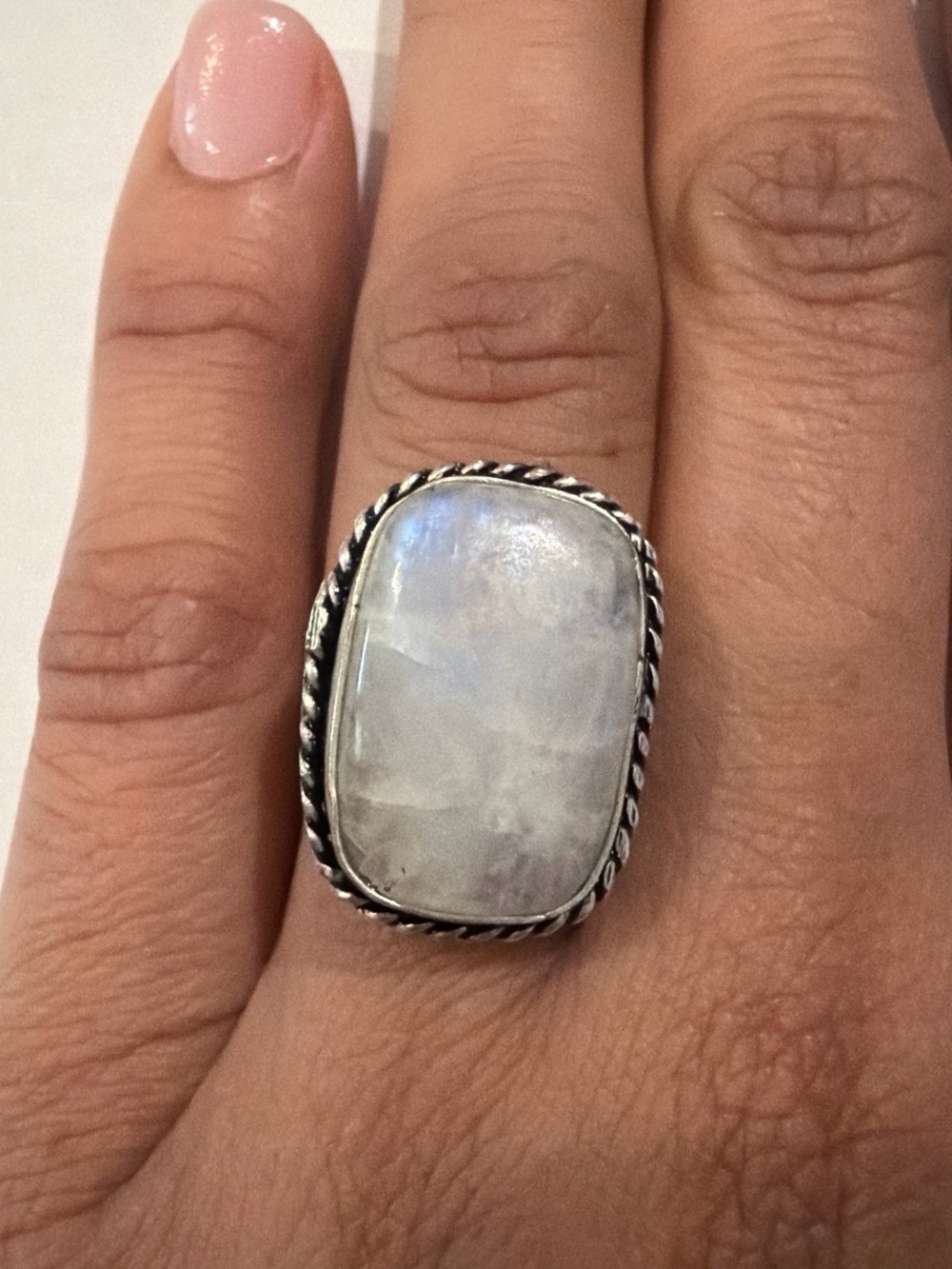 Sterling Silver Moonstone Statement Ring - White Moonstone